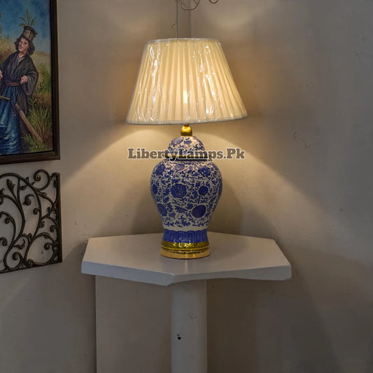 Blue Royale – Elegant Blue Pottery Table Lamp Pair