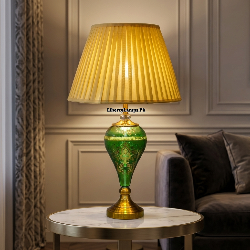 Emerald Luxe – Sophisticated Green Glass Table Lamp Pair