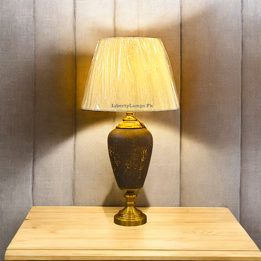 Rustic Charm Terracotta Lamp – Textured Brown Finish (Pair)