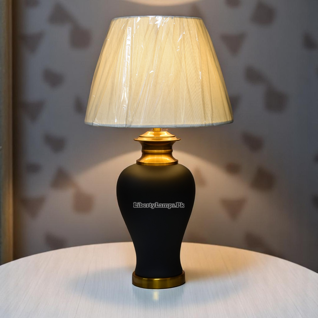Black Ceramic Table Lamp (Pair)