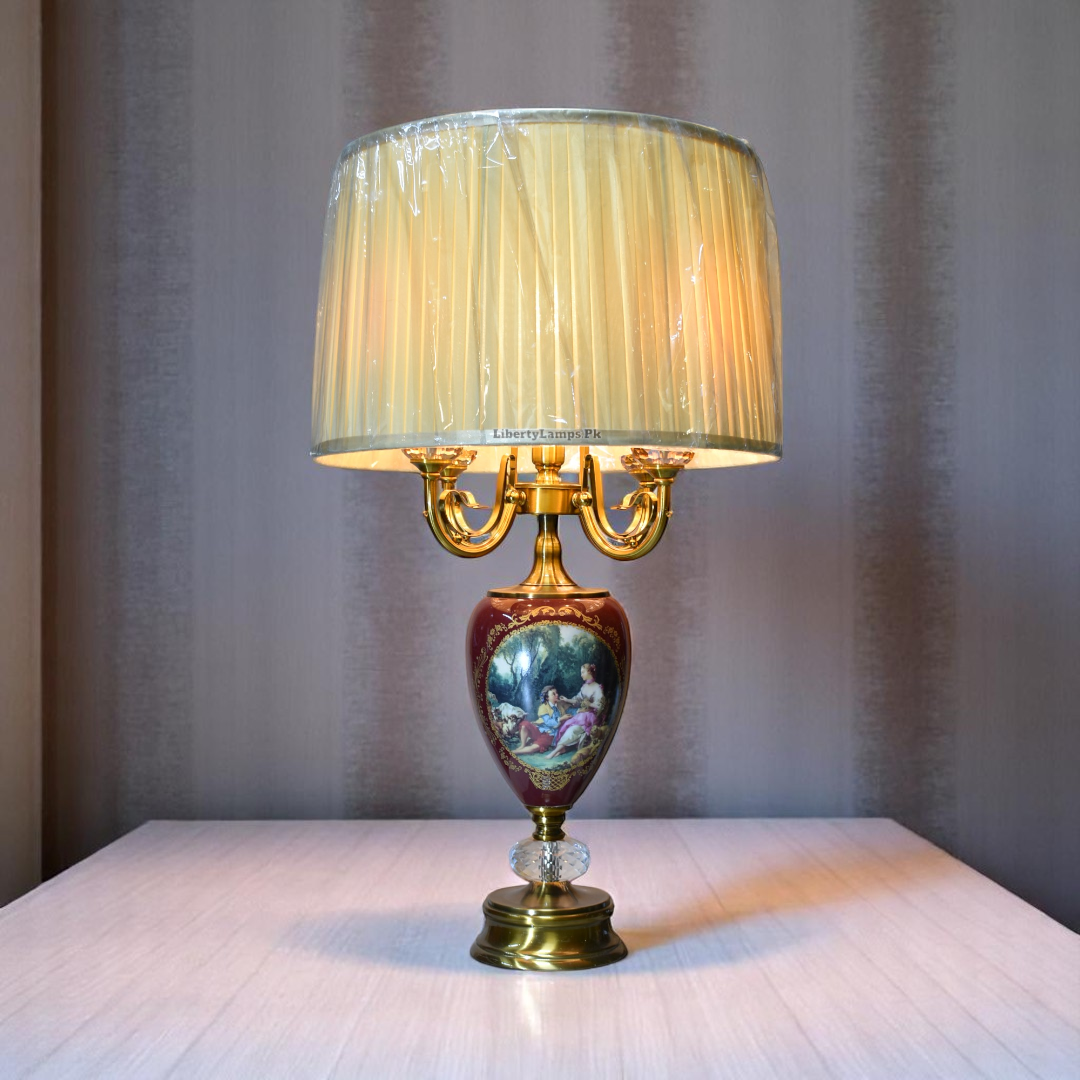 ✨ Irani 5-Lights Table Lamps with Royal Roman Painting (Pair)