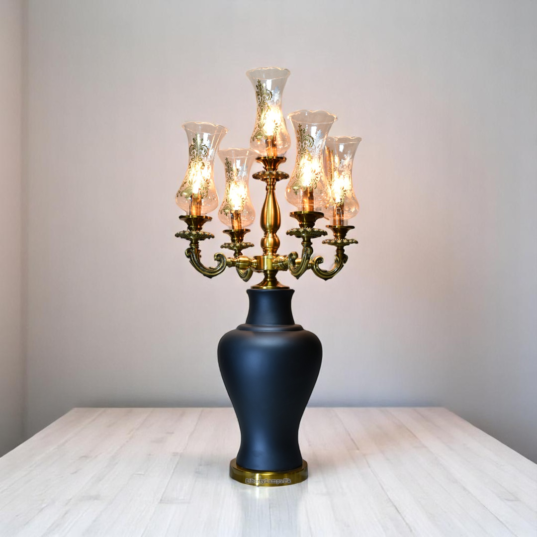 Majestic Irani Ceramic Table Lamps with 5 Chimneys