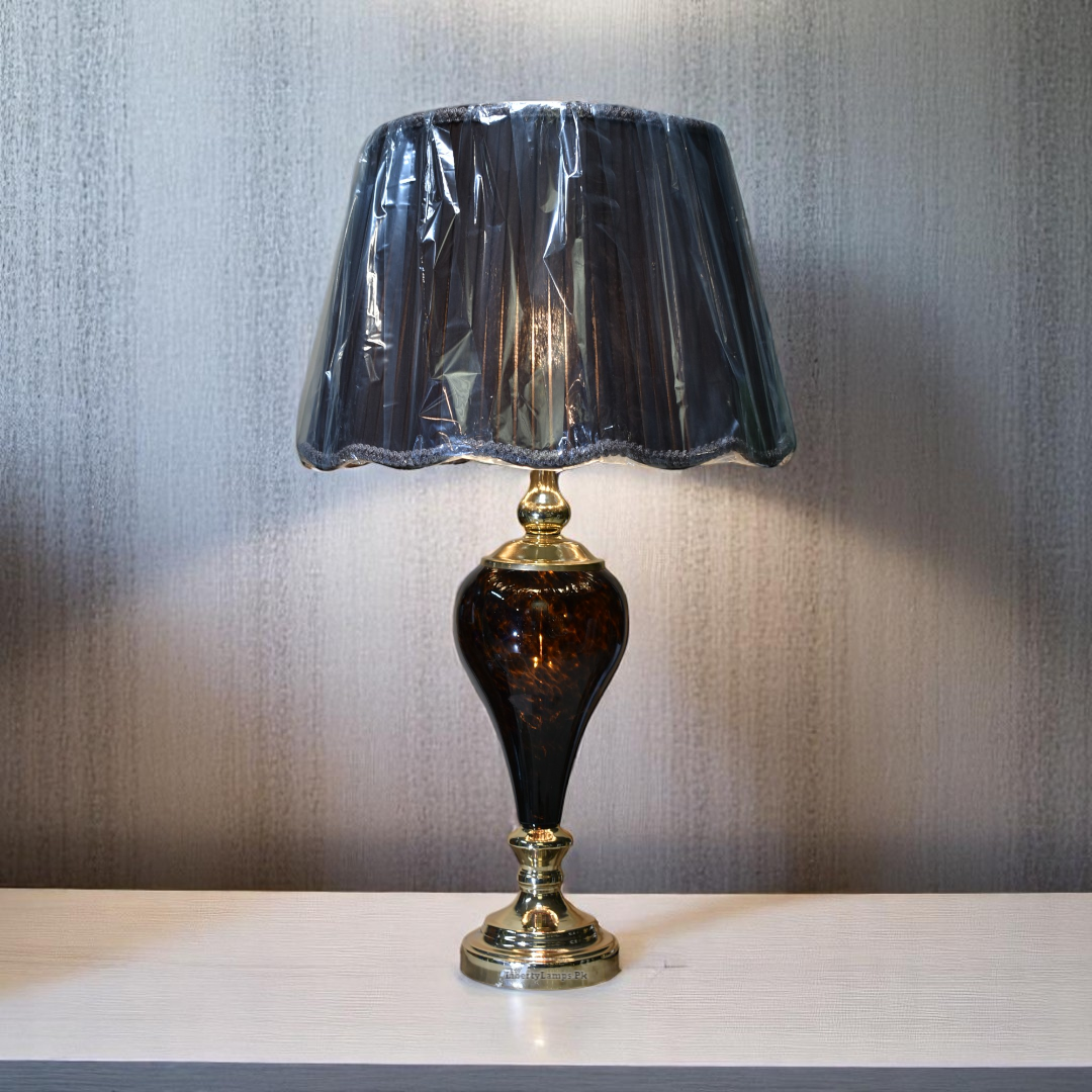 ✨ Textured Brown Glass Table Lamps – Double Light System (Pair)