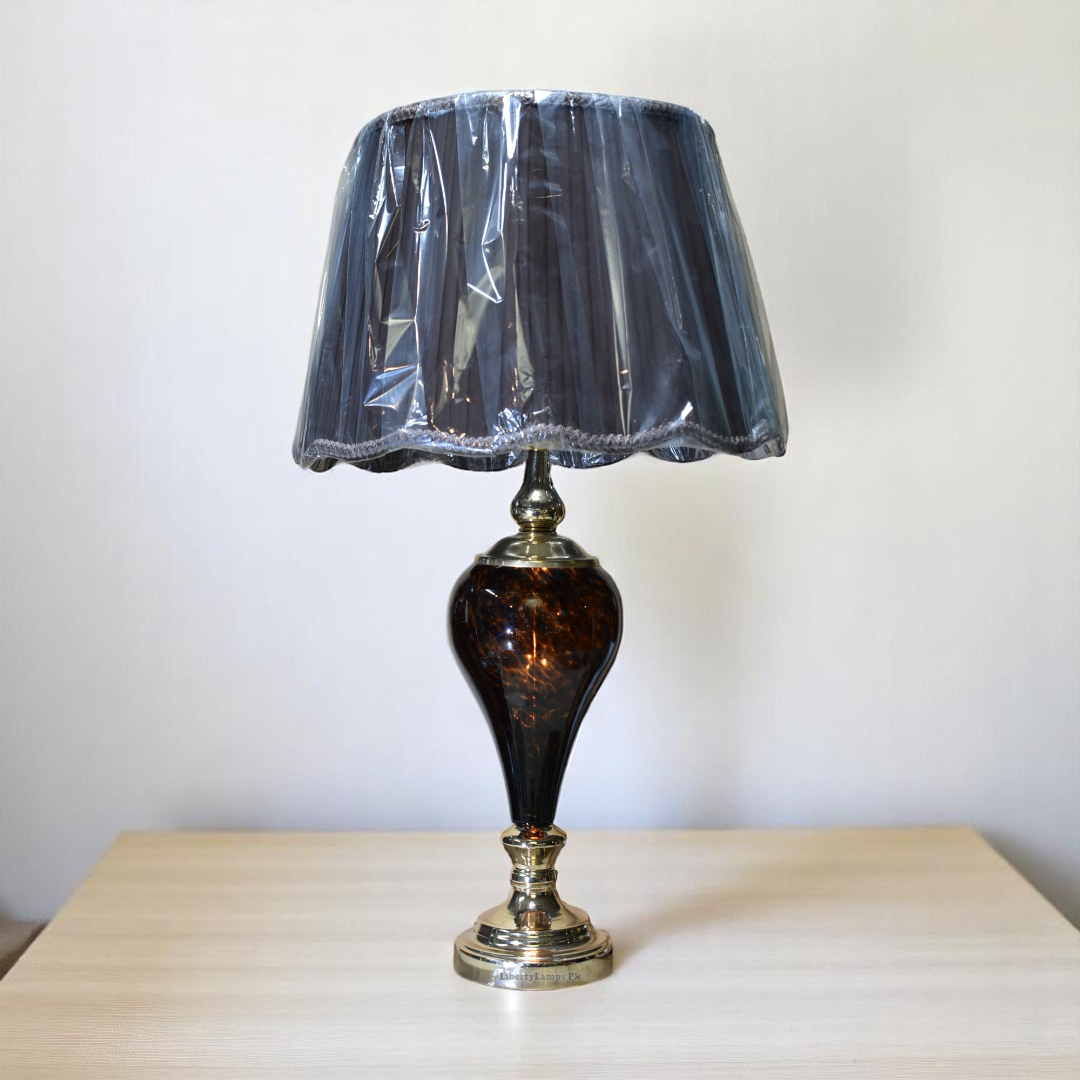 ✨ Textured Brown Glass Table Lamps – Double Light System (Pair)