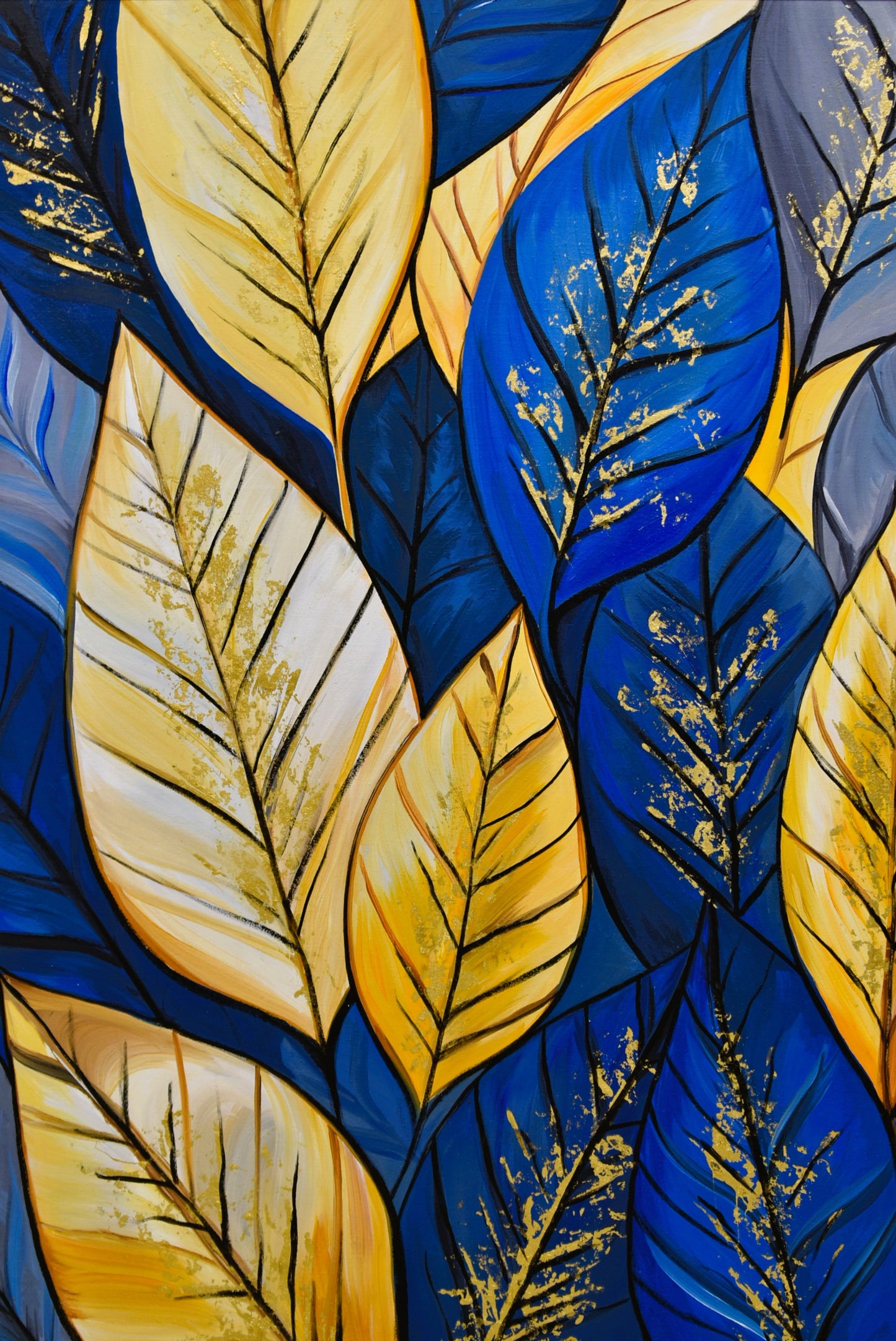 ✨ Gilded Abstraction – Modern Oil Painting on Gold Leaf (Single)