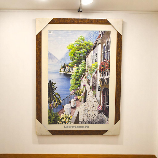 🌄 Tranquil Horizons – Framed Landscape Oil Painting on Canvas (Single) 🌄