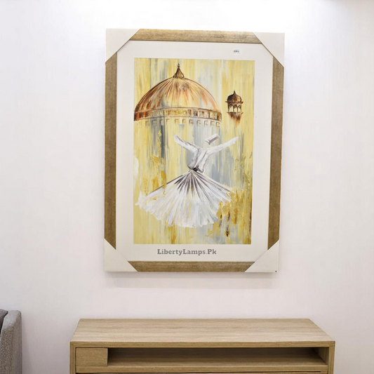🕊️ Whirling Soul – Sufi Painting – 34x46 Inch Framed Canvas (Single)