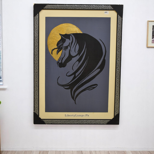 🐎 Stallion Grace – Horse Oil Painting – 34x46 Inch Framed Canvas (Single)