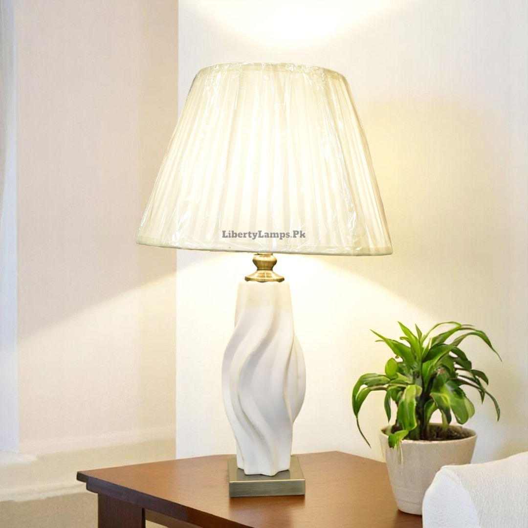 Porcelain Luxe – White 3D Design Table Lamp (Pair)