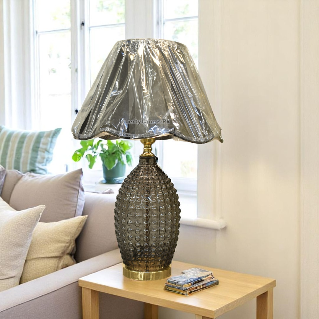 Crystal Glow – Tall Glass Table Lamp (Single)