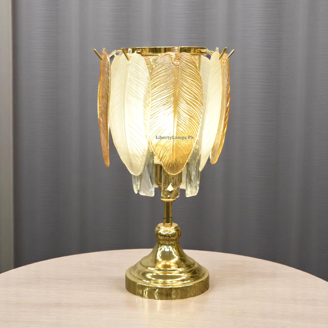 Verdant Glow – Fancy Glass Leaf Style Table Lamp (Pair)