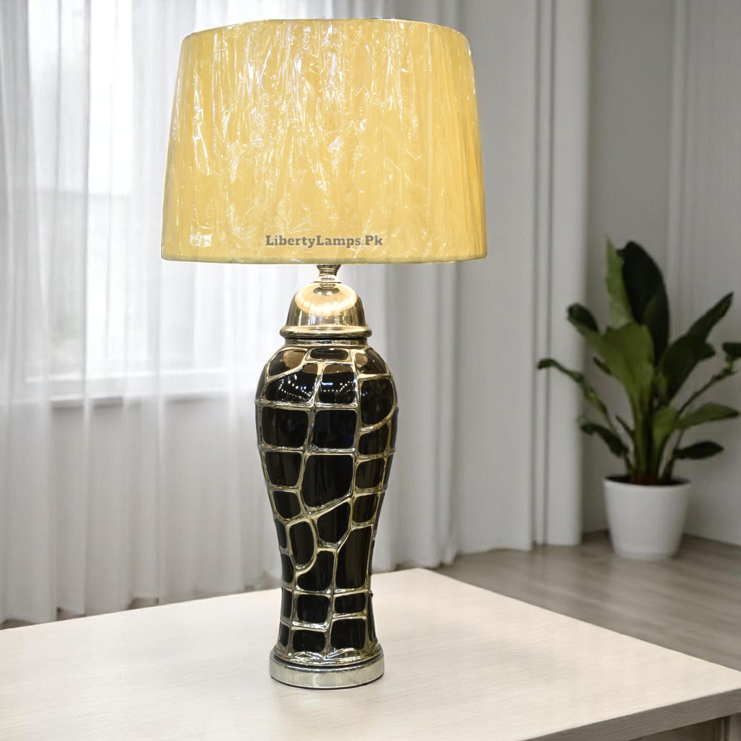 Midnight Silver Porcelain Candy Table Lamp (Single) – Extra Large Elegance