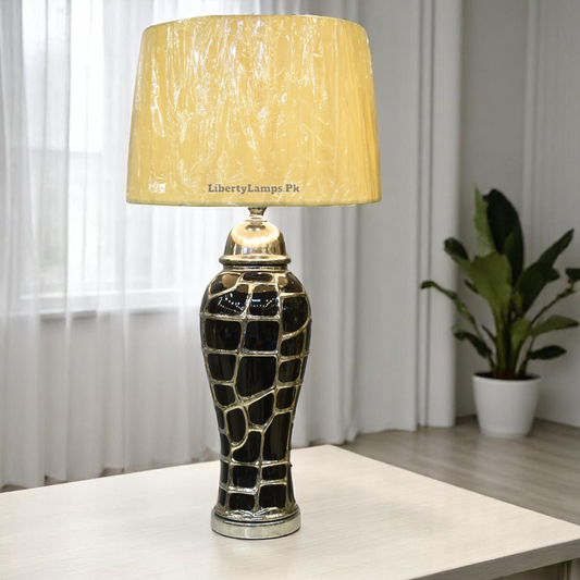 Midnight Silver Porcelain Candy Table Lamp (Single) – Extra Large Elegance