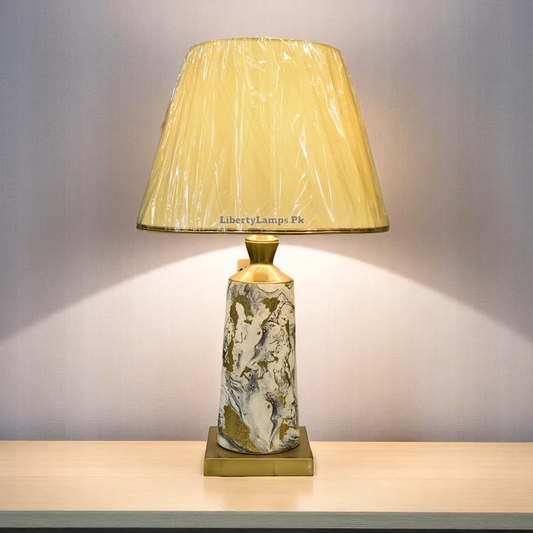Textured Elegance Porcelain Table Lamp (Single) – Warm Luxe Feel