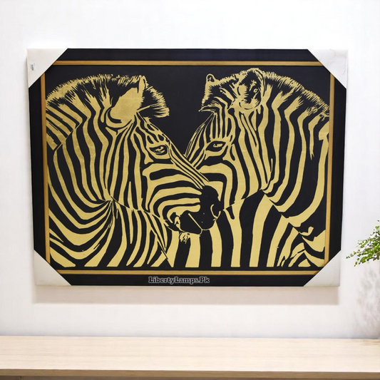 Monochrome Majesty Zebra Oil Painting – 3x4 Ft Canvas Elegance