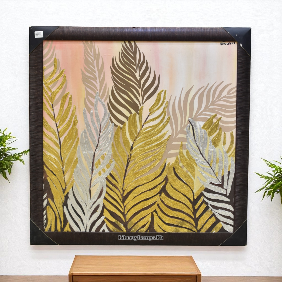 Verdant Whispers Nature Leaves Oil Painting – 41x41 inch Canvas Elegance
