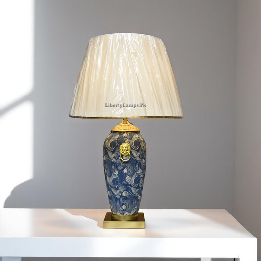 Blue Glaze Terracotta Pottery Lamp (Pair) – Handcrafted Heritage Elegance