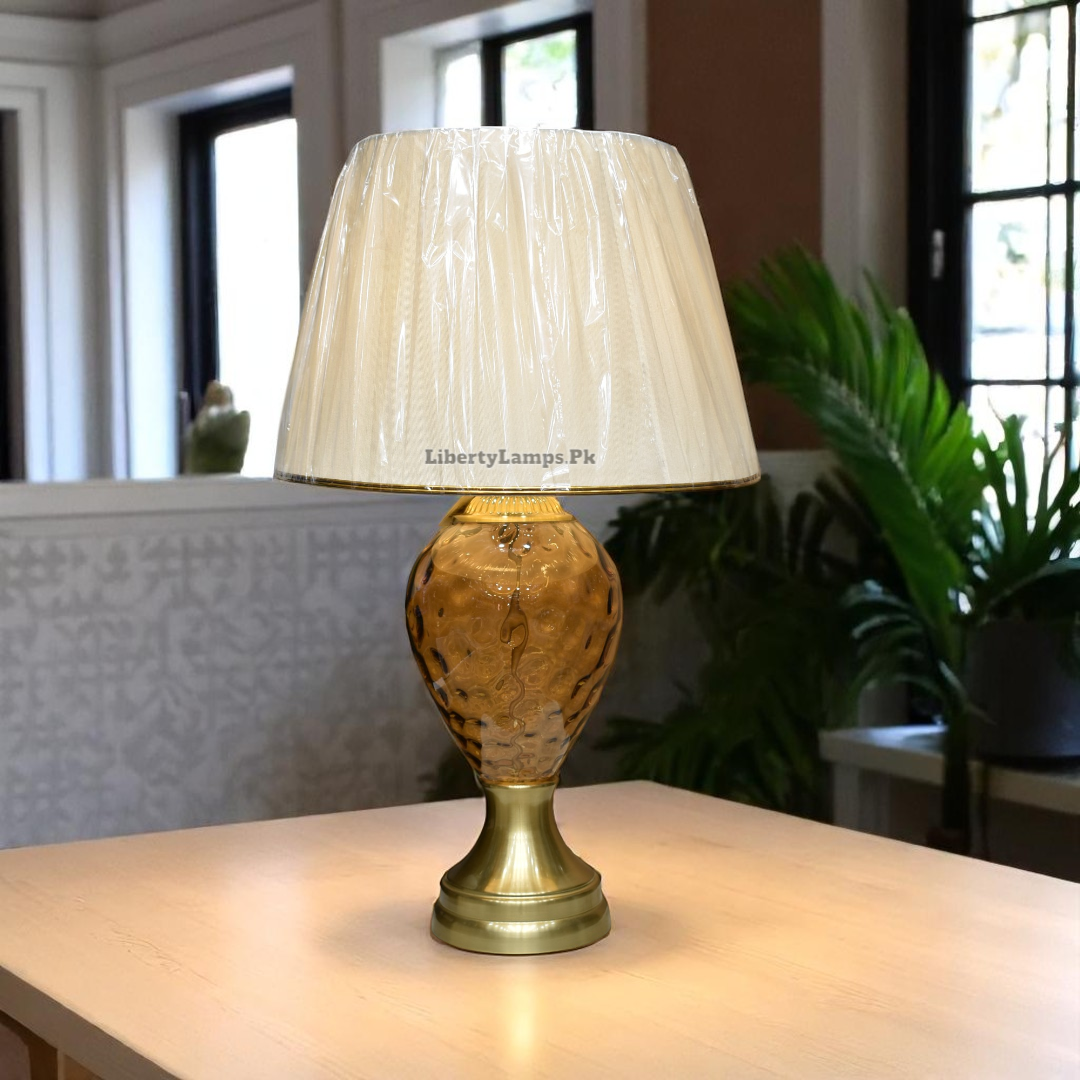 Crystal Vue  Brown  Glass Table Lamp (Pair) – Radiant Charm in Elegant Clarity