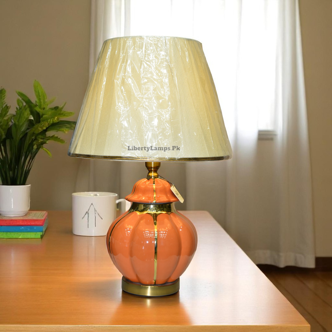 Amber Glow Porcelain Table Lamp (Pair) – Warm Elegance in Every Corner