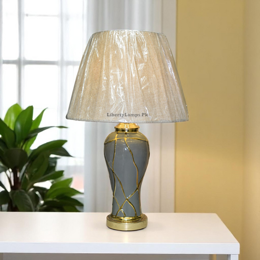 Lustra Porcelain Table Lamp (Pair) – Graceful Shine with Artistic Detailing