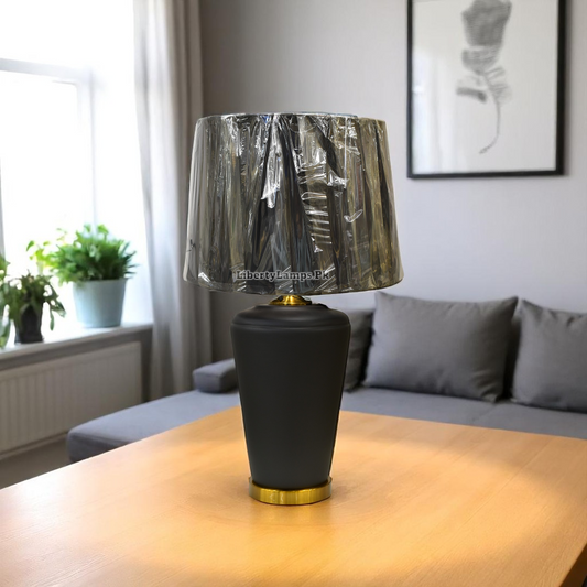 Midnight Form – Black Ceramic Table Lamp (Pair)