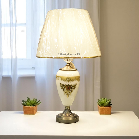 Ivory Aura – White Ceramic Table Lamp (Pair)