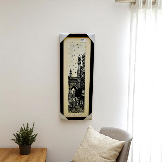 Timeless Streets – Handmade Old City Pencil Sketch (28x11 Inch)