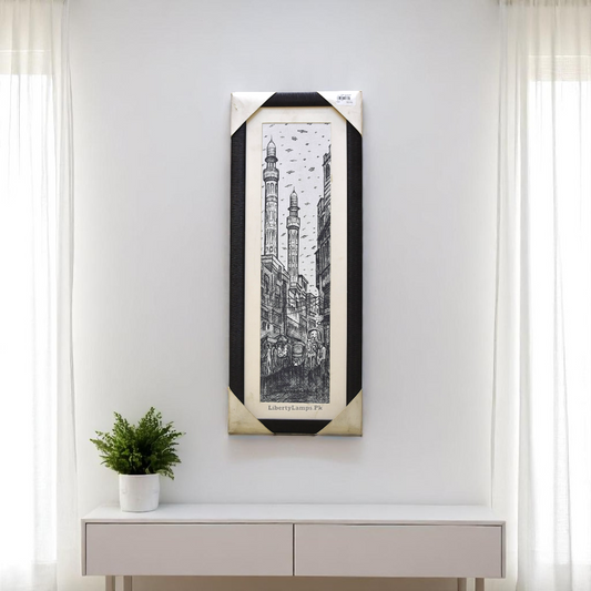 Streets of Time – Handmade Old City Pencil Sketch (28x11 Inch)