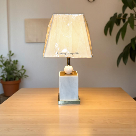 Ivory Stone Luxe – White Marble Table Lamp (Pair)