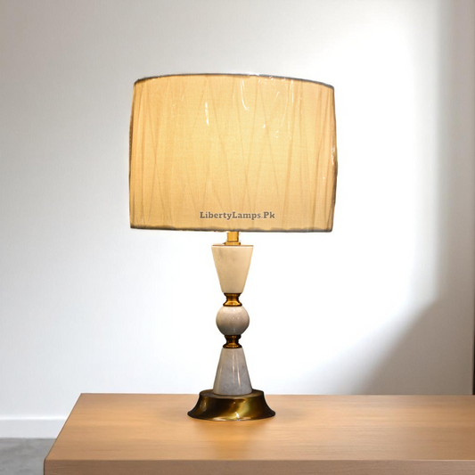 Ivory Stone Charm – Marble Table Lamp (Pair)