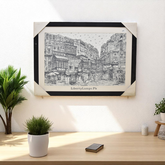 Timeless Streets – Old City Pencil Sketch on Canvas (Single)