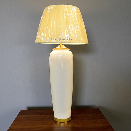 Snowlight Elegance – White Ceramic Table Lamp (Pair)