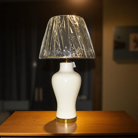 Ivory Bloom – White Ceramic Table Lamp (Pair)