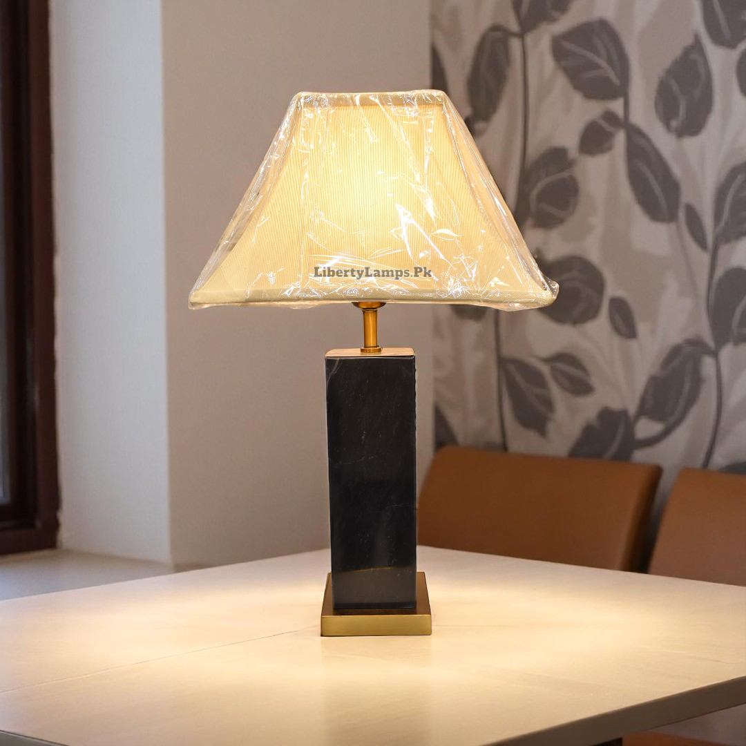 Obsidian Luxe – Black Marble Table Lamp (Pair)
