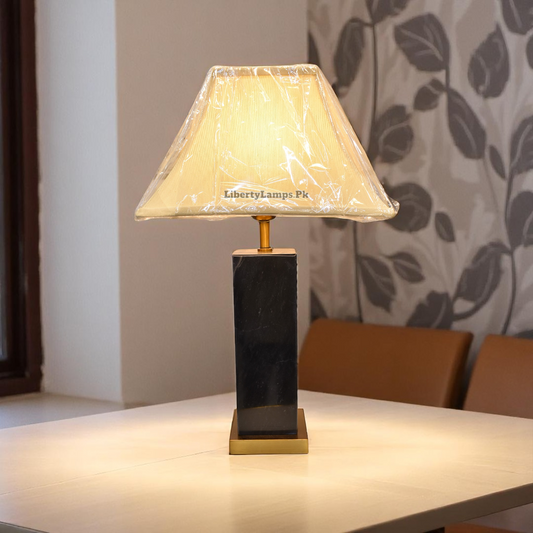 Obsidian Luxe – Black Marble Table Lamp (Pair)