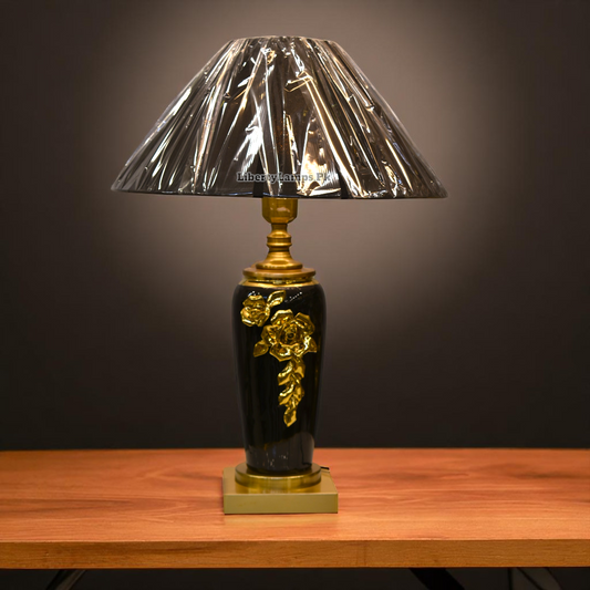 Noir Elegance – Porcelain Black Table Lamp (Pair)