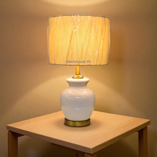 Ivory Charm – White Ceramic Table Lamp (Pair)