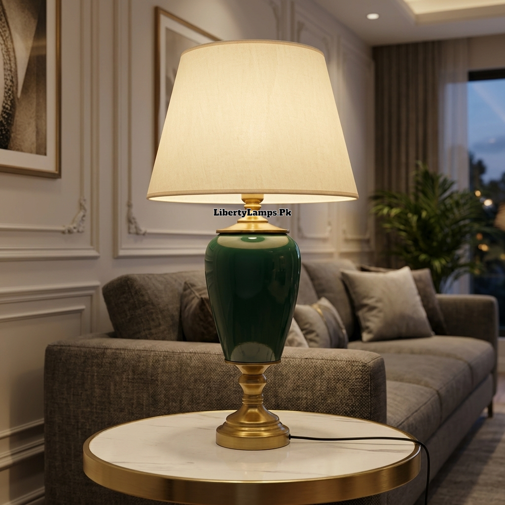 Emerald Glow – Premium Green Glass Table Lamp Pair