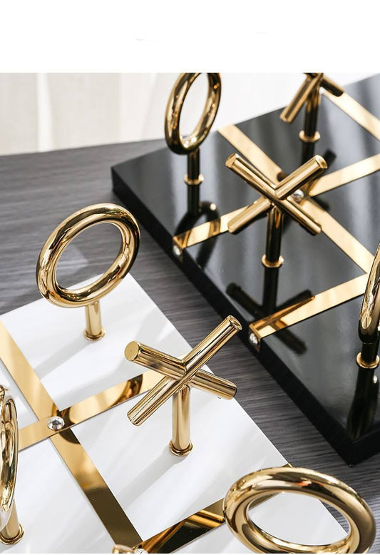 Golden Strategy™ – Luxury Gold Metal Tic Tac Toe Décor Set