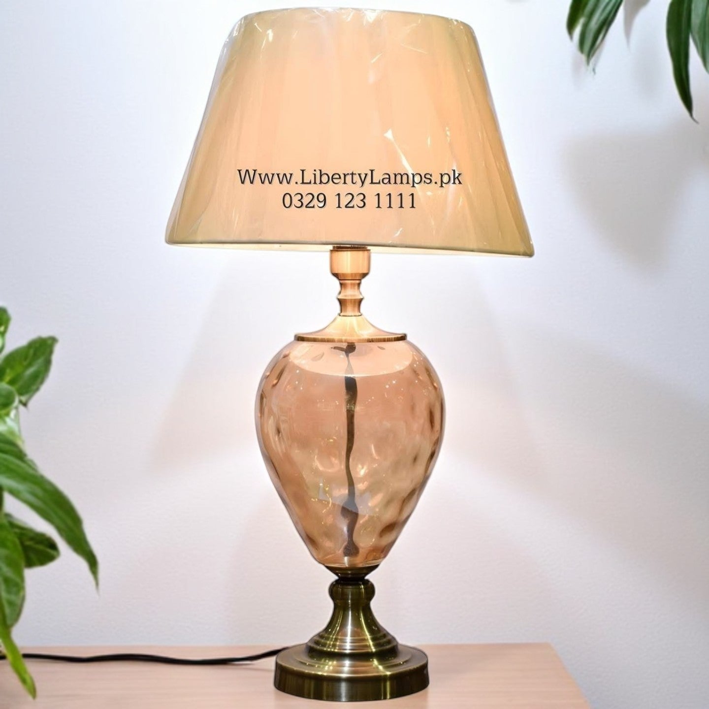 Champagne Glow Glass Table Lamps – Large Elegance (Pair)