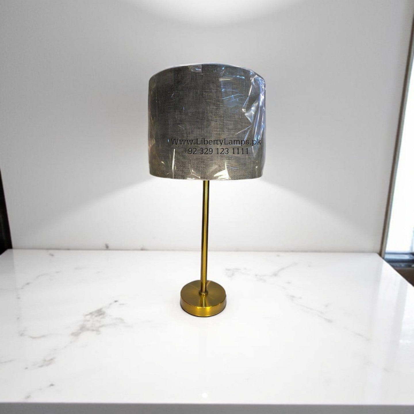 Sleek Gold Contemporary Metal Table Lamps (Pair)