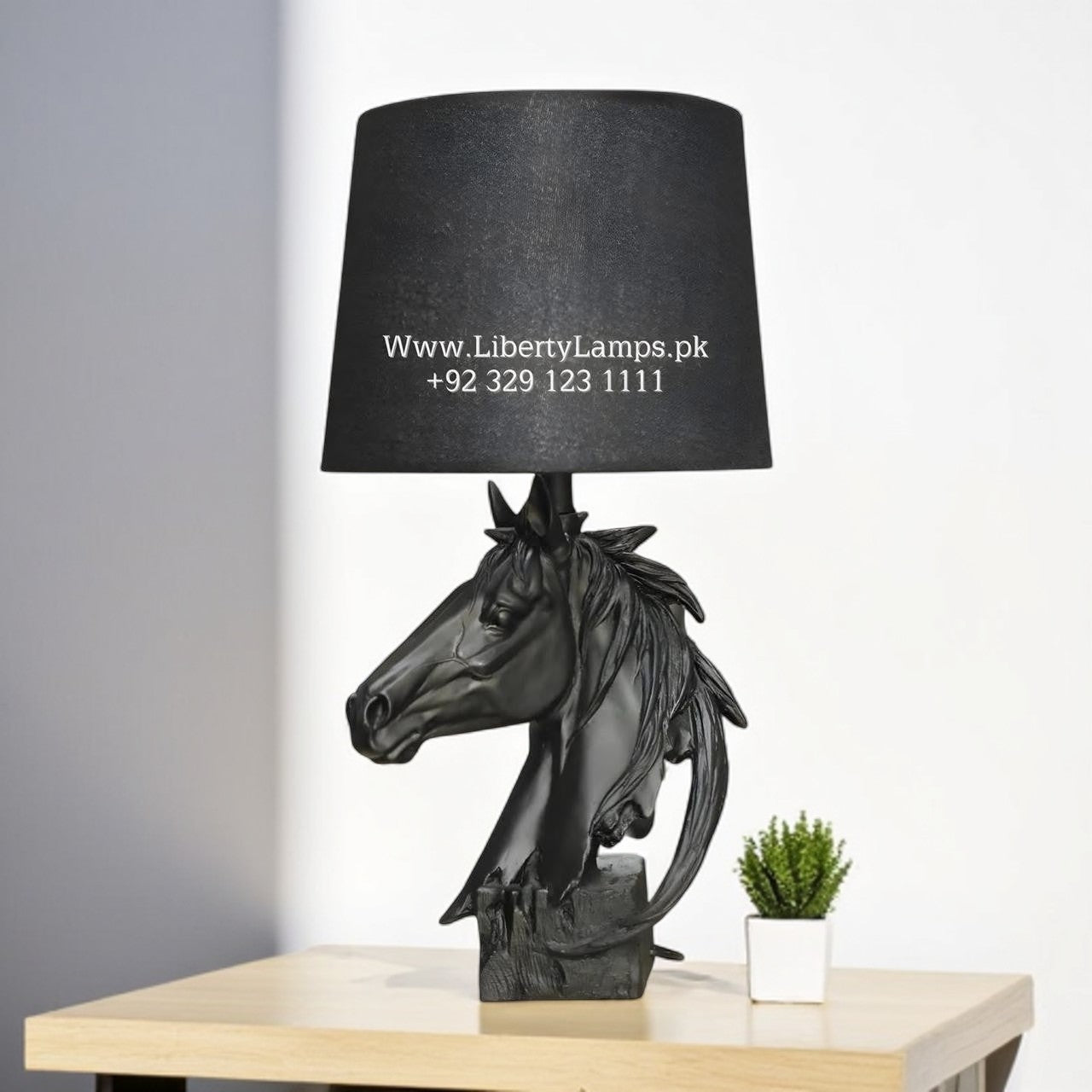 Elegant Black Horse Table Lamps – Polyresin Craft (Pair)