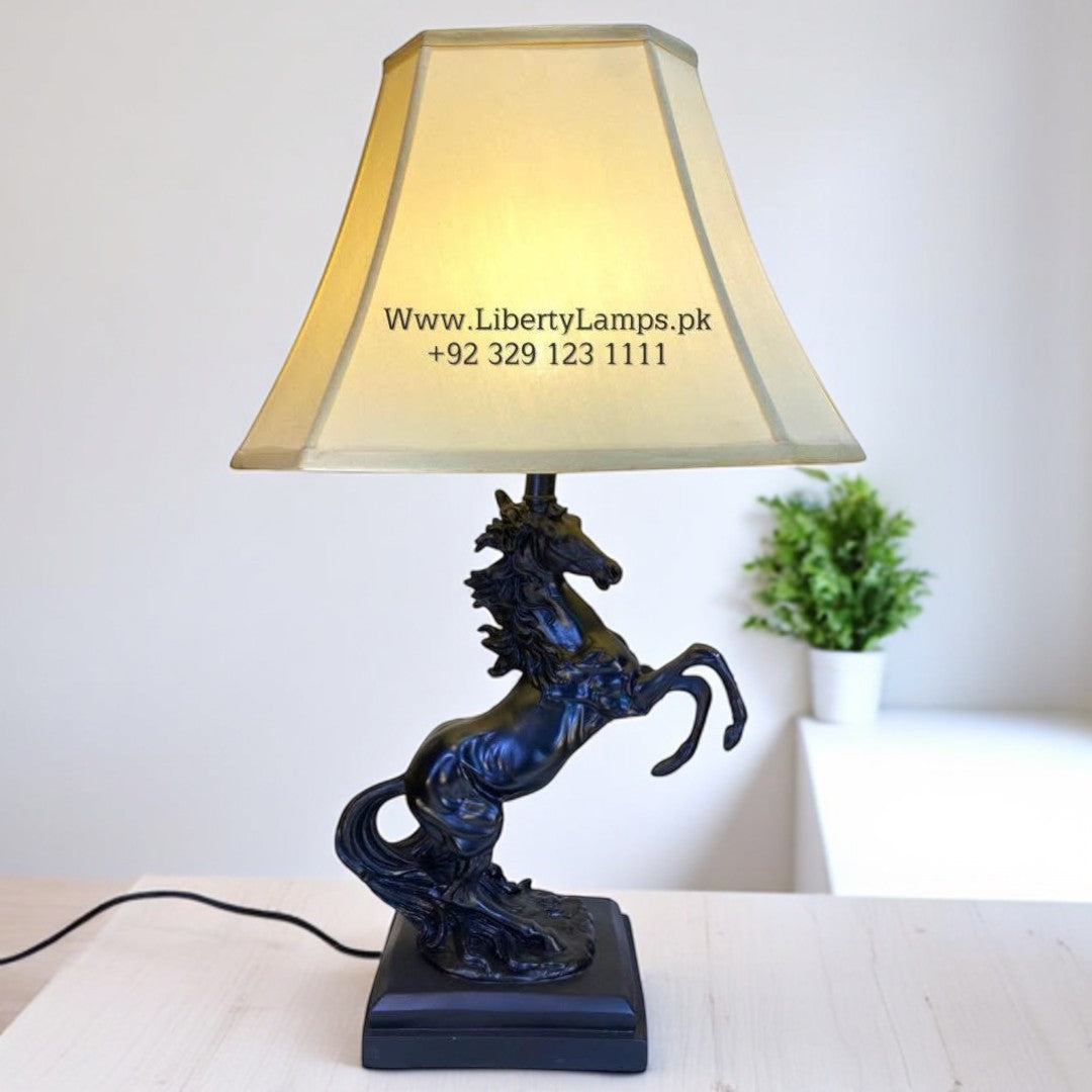 ♞ Majestic Black Horse Table Lamp (Pair)