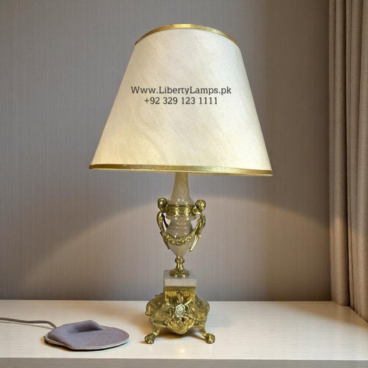 Royal Irani Brass & Marble Table Lamps – Roman Victorian Style (Pair)
