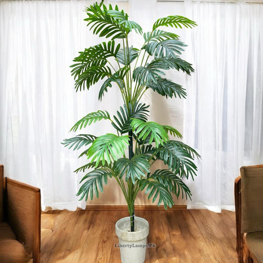 🌿 Fish Palm Plant – Double Bunch Artificial Greenery (Height 4.5 ft)