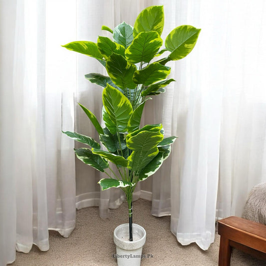 🌿 White Shade Leaf Artificial Plant – Double Bunch (Height: 4.5 Feet)