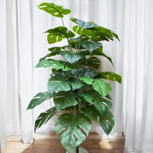 🌿 Monstera Artificial Plant – Matte Leaves, Double Bunch (Height: 4.5 Feet)