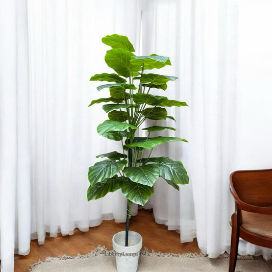 🌿 Elephant Ear Artificial Plant – Double Bunch (Height: 4.5 Feet)