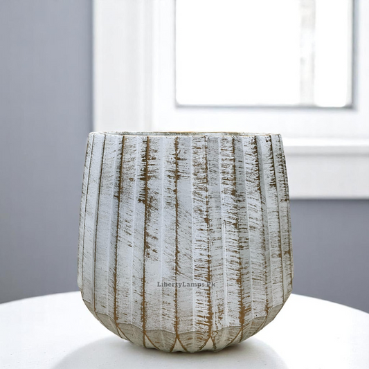 🤍 Rayzen White & Gold Planter – Regal Elegance (Height: 13 Inch)