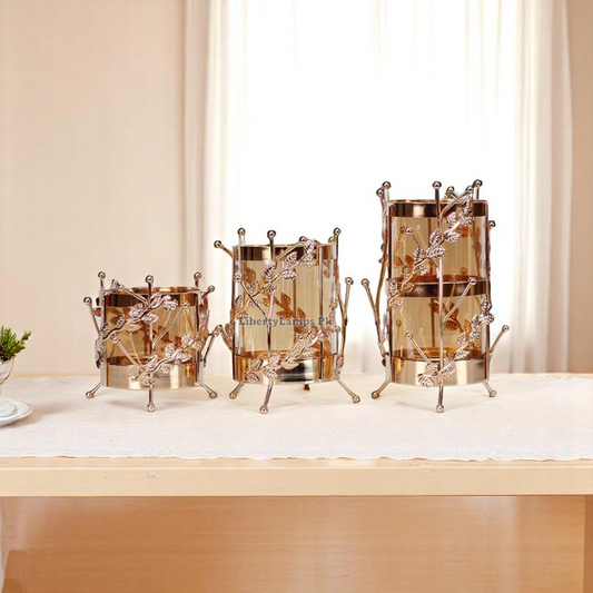 🕯️ Glow Candle Stand Set – 3 Pieces for Table Decor 🕯️